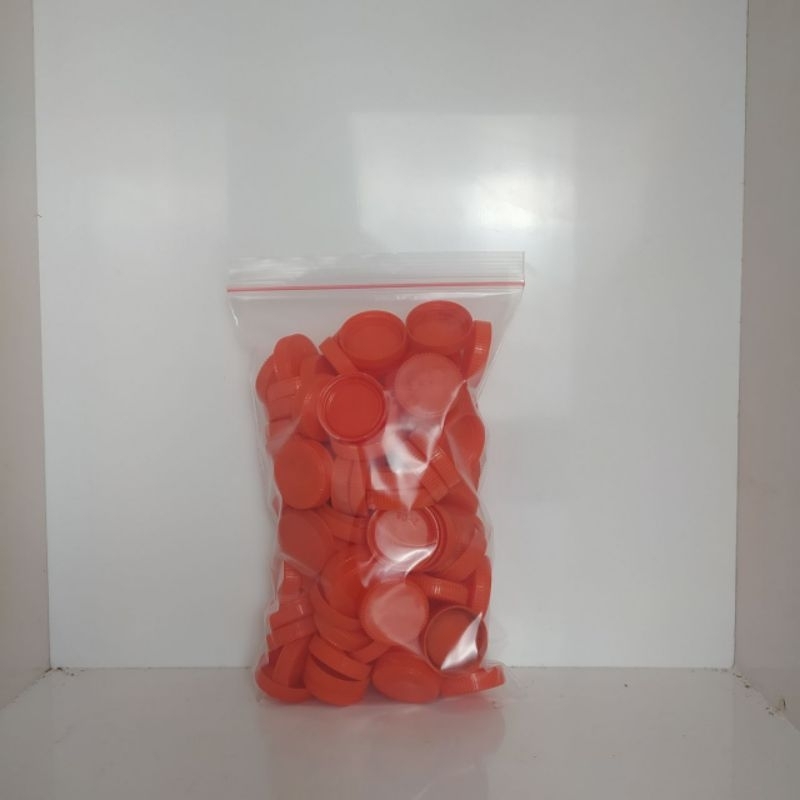 Tutup Botol Plastik Bekas Cleo Ukuran Kecil Warna Orange