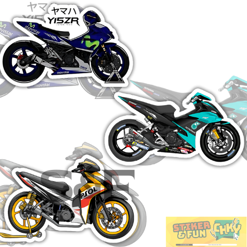 

Stiker Sticker Pack Vinyl Laminasi YAMAHA x HONDA 3 Pcs