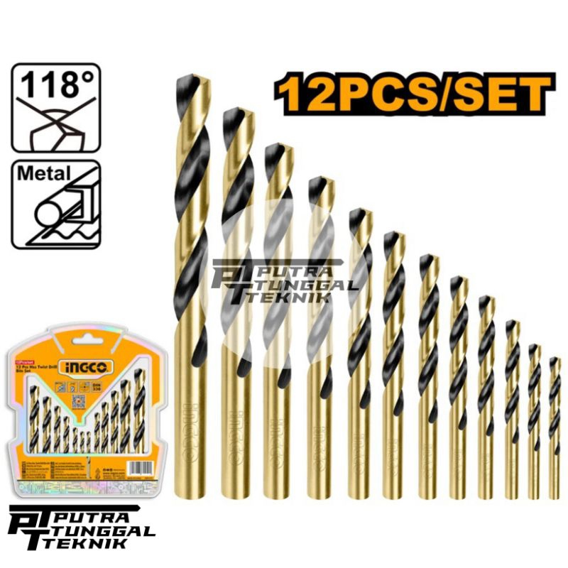 Mata bor besi set 12 pcs HSS INGCO AKDB1125