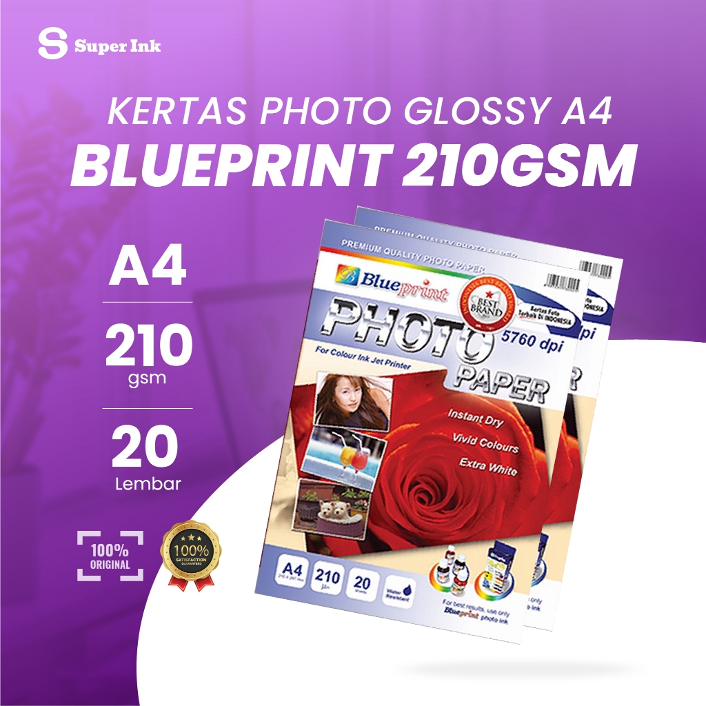 

Kertas Photo Blueprint A4 210 Gsm / Photo Paper Glossy