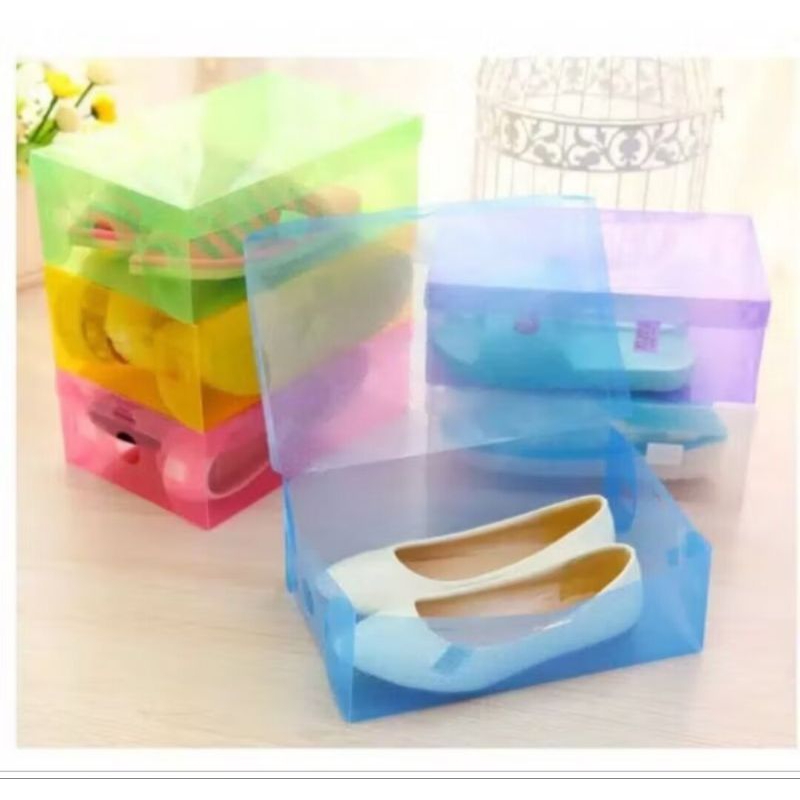 kotak box plastik penyimpanan sepatu transparan tebal