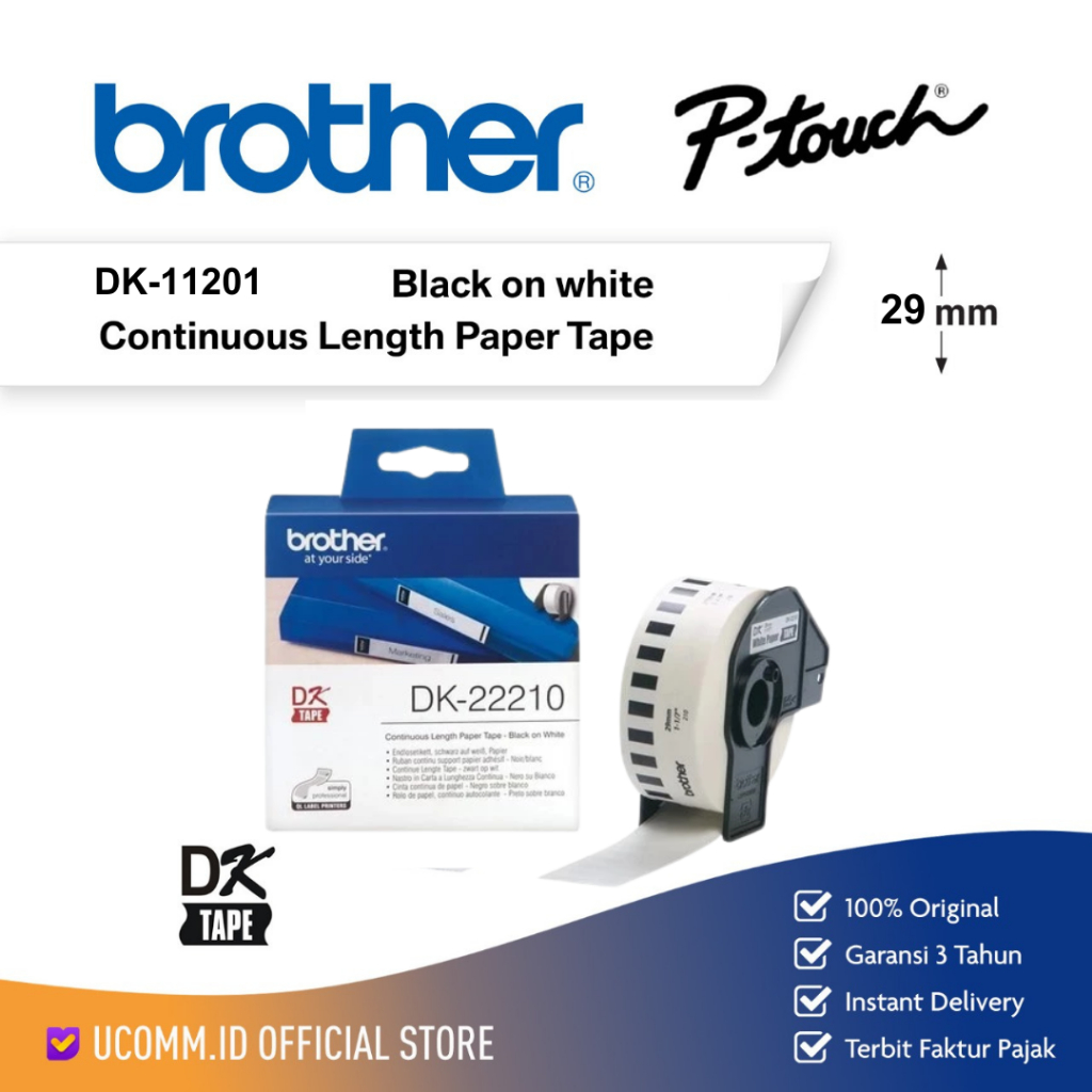 

Brother DK 11201 DK11201 11201 Black on White Die Cut 29mm x 90mm Standard Address Label Original