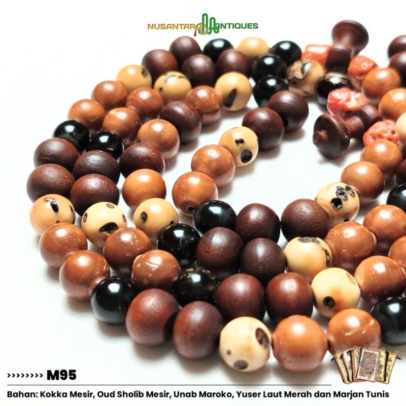 Tasbih Marjan Tunisia mix Unab Yuser Oud Sholib Kayu Kokka