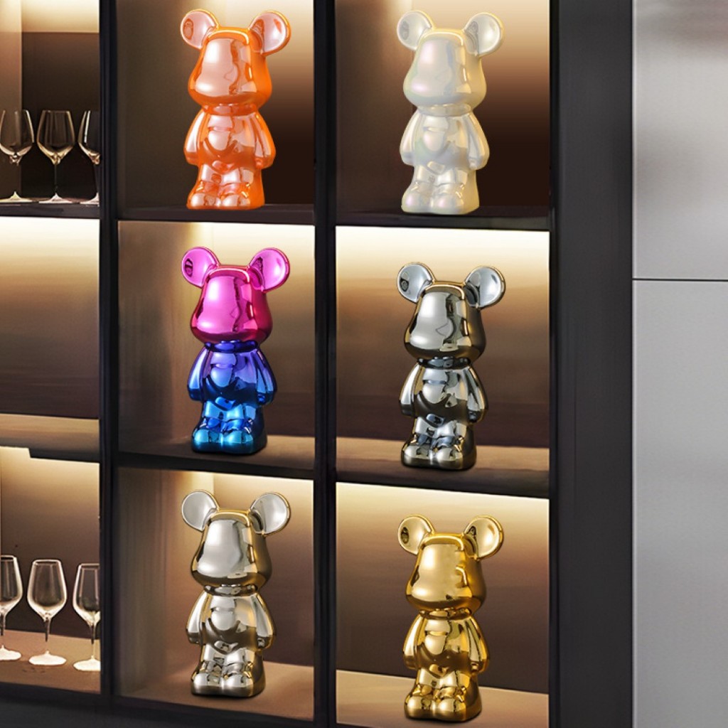 Pajangan Patung Beruang Ornamen Dekorasi Hiasan Rumah Keramik Kaws Dekorasi Hologram Bear Patung