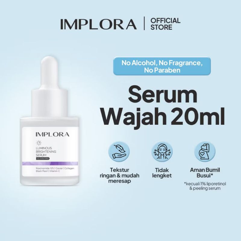 Implora Serum Wajah Implora Face serum Luminous Bright Serum Acne Pelling Midnight Serum