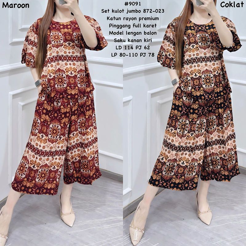 Setelan 9091 Set Kulot Jumbo Katun Rayon Premium - VF