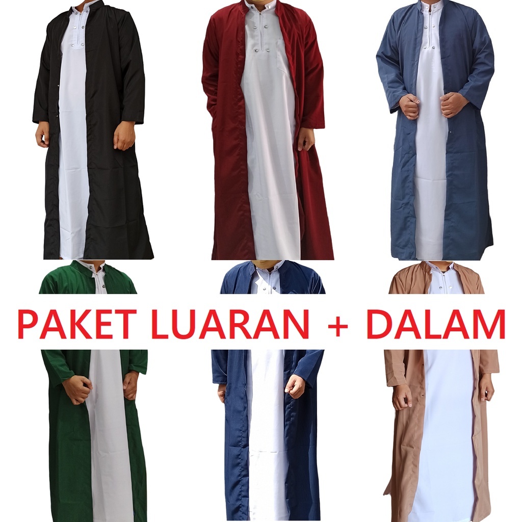 [TERMURAH] Gamis Pria Gamis Luaran Satu Set Laki Laki Jubah Luaran Premium Jubah Cowok