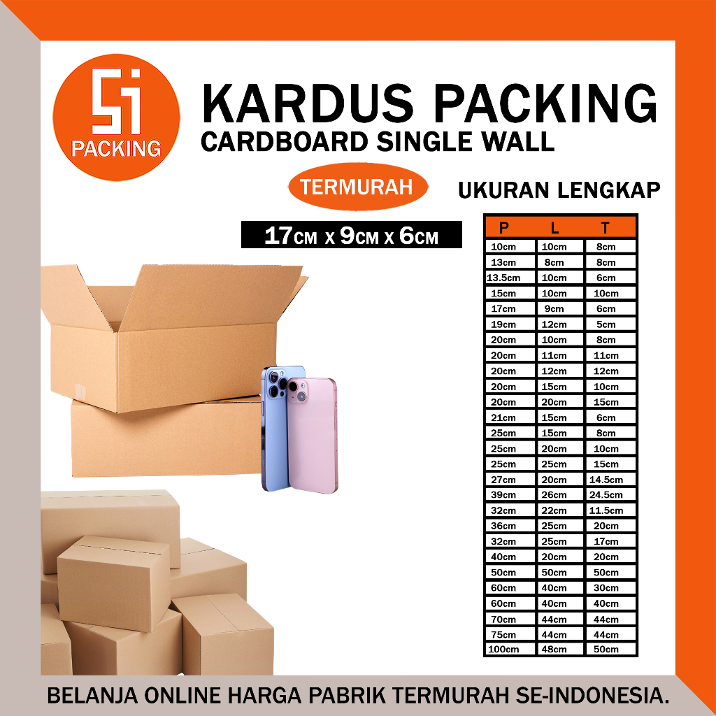 

Kardus Packing Karton Box 17x9x6 cm Dus Single Layer Coklat Polos Tebal Termurah - Rusfet 17 x 9 x 6 cm