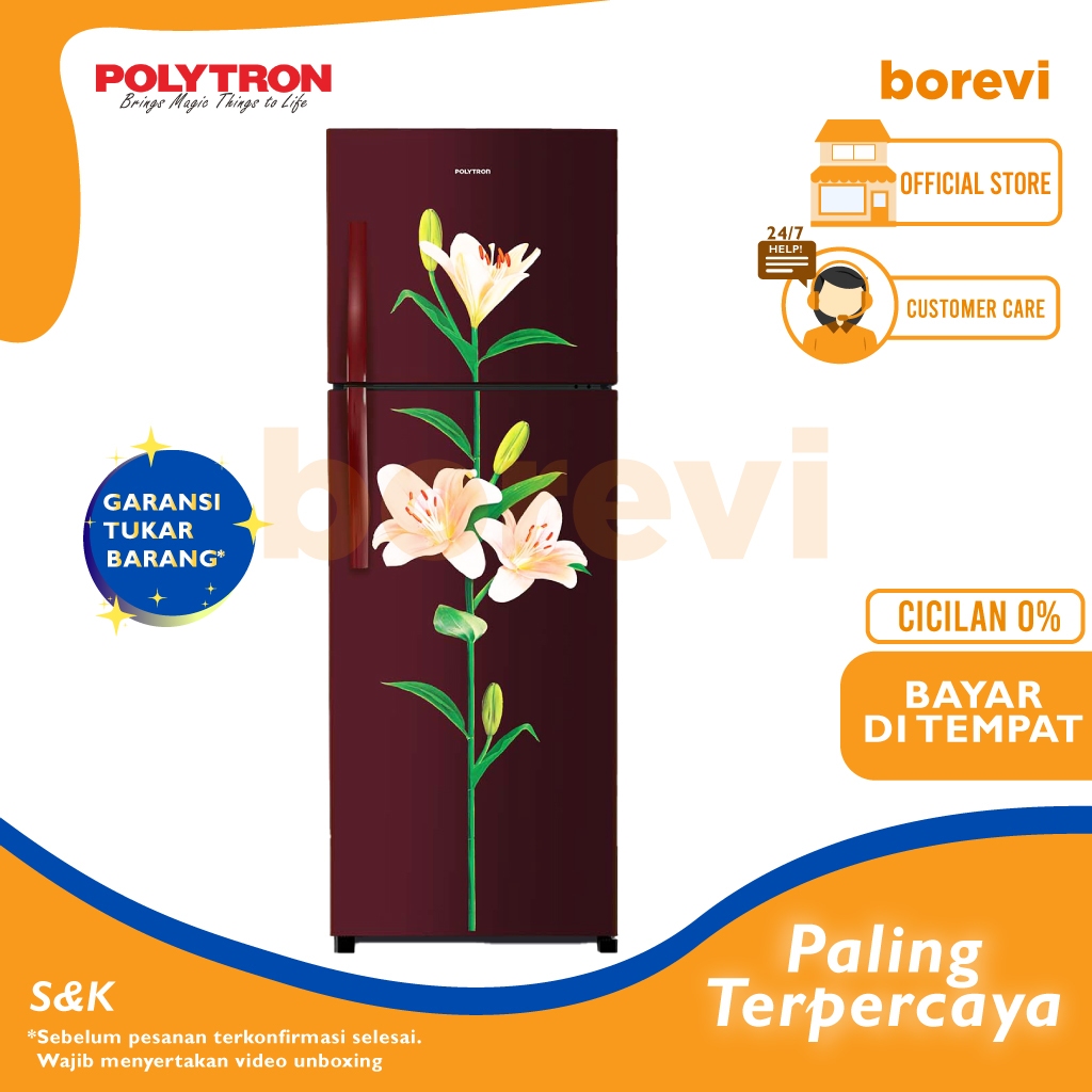 Polytron Prb 217 Lb Kulkas 2 Pintu 210 Liter No Frost Prb217Lb 217Lb