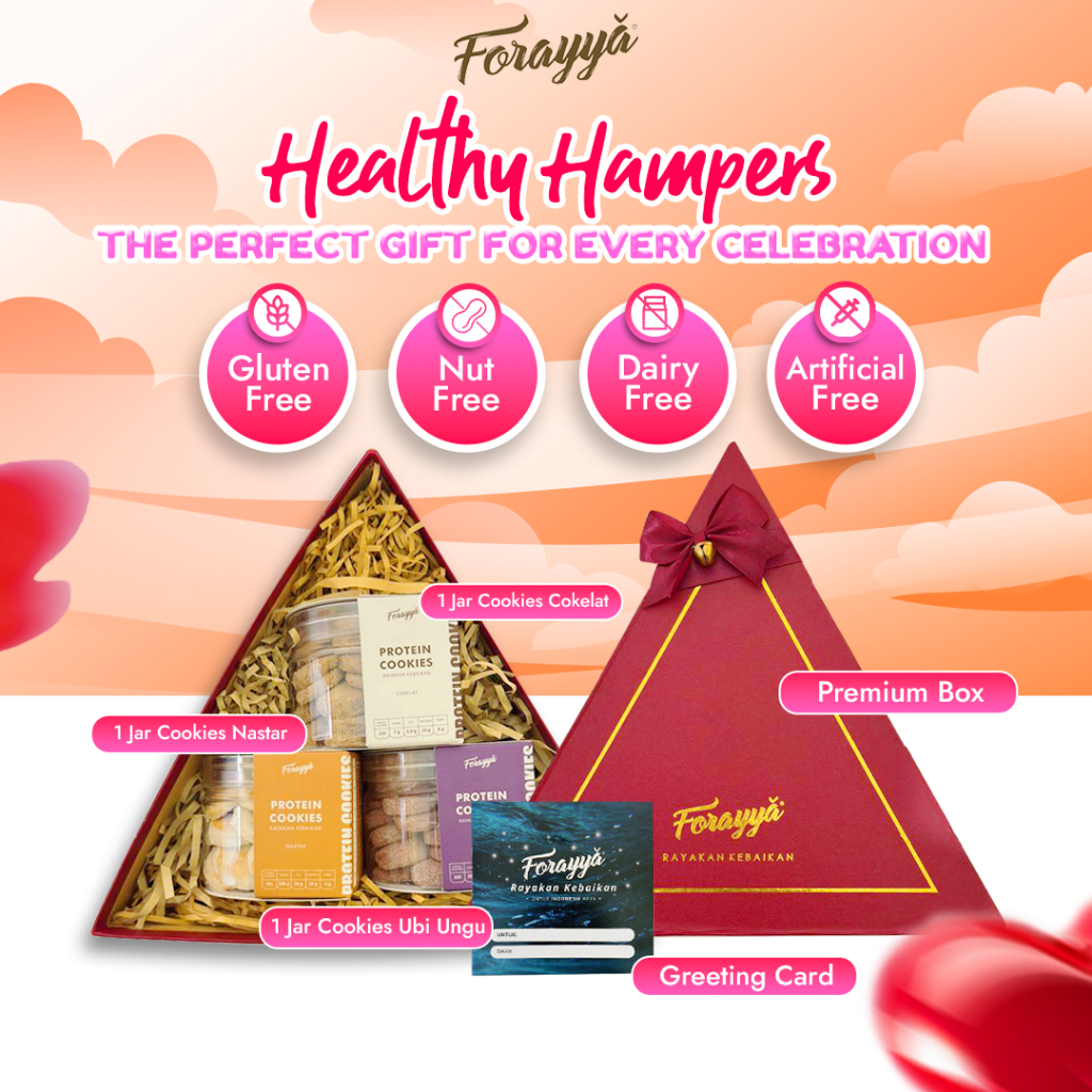 

Forayya - Healthy Gift Hampers | Hampers Sehat Premium Cookies Tinggi Protein Gluten Free