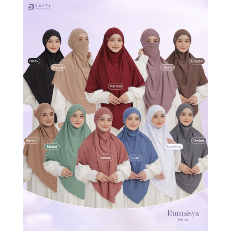 RUMAISYA Daffi Hijab Frech Khimar Premium ala Erina Gudono Haji Umroh Jumbo Syari