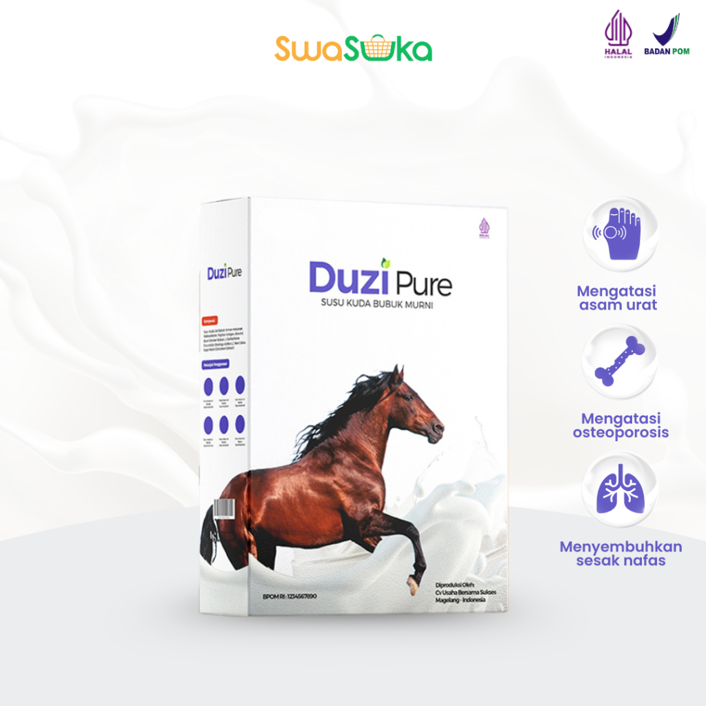 

Duzi Pure Susu Kuda Liar 1 Box Lombok Bubuk Murni Herbal Alami 200 Gram
