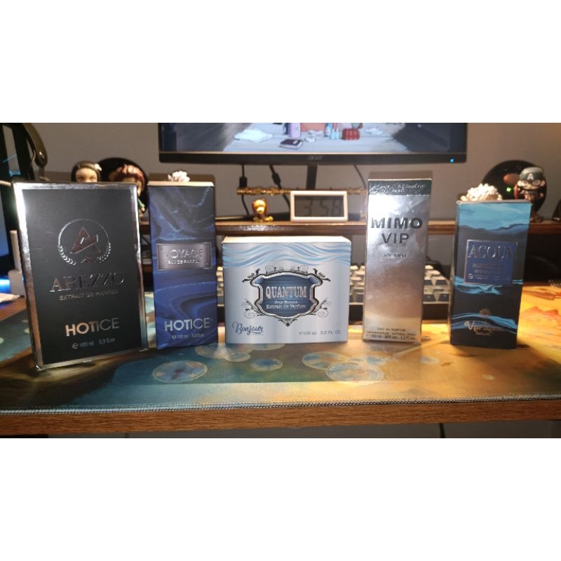 hotice arezzo, hotice voyage, bonjour quantum, mimo VIP for men, verbena acqua (preloved)
