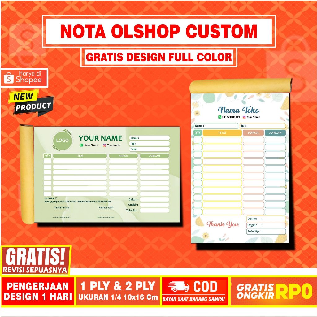 

Nota olsho Murah / Nota Online Shop / Nota Costum Full Color