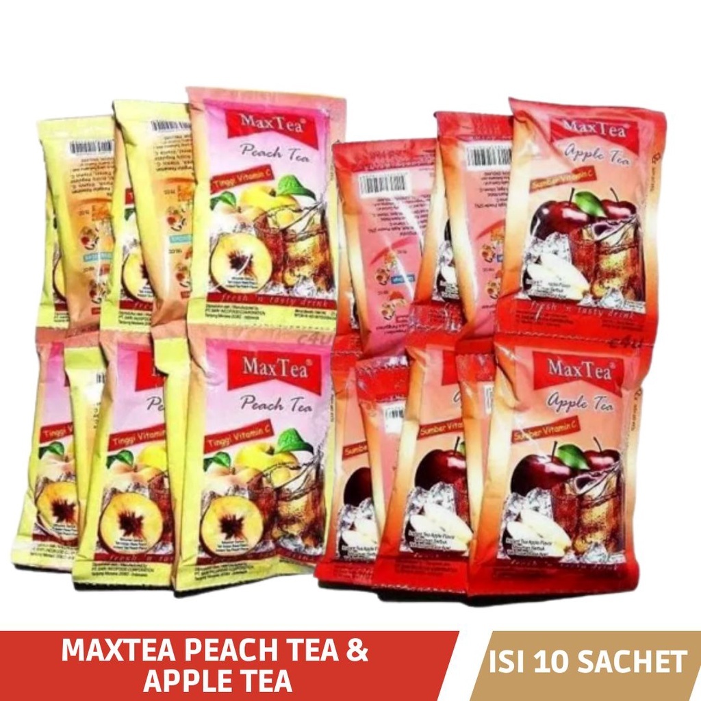

MaxTea Peach Tea / MaxTea Apple Tea / 1 Renceng Isi 10 Sachet Original - PEACH TEA