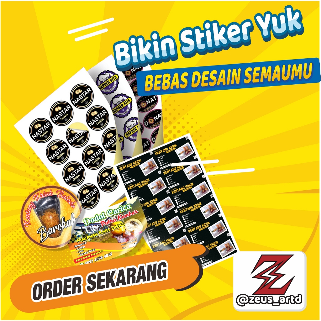 

STIKER LABEL MURAH / STIKER PRODUK / STIKER KEMASAN / CUTTING STIKER / STIKER MAKANAN