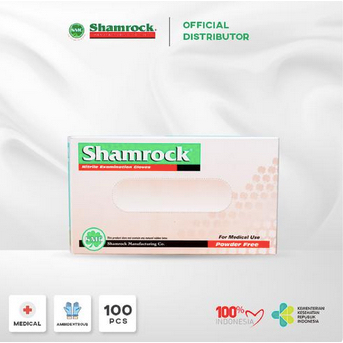 Shamrock Sarung Tangan Nitrile Non-Powder Isi 100 pcs | Sarung Tangan Medis Karet Tebal | Aman & Hig