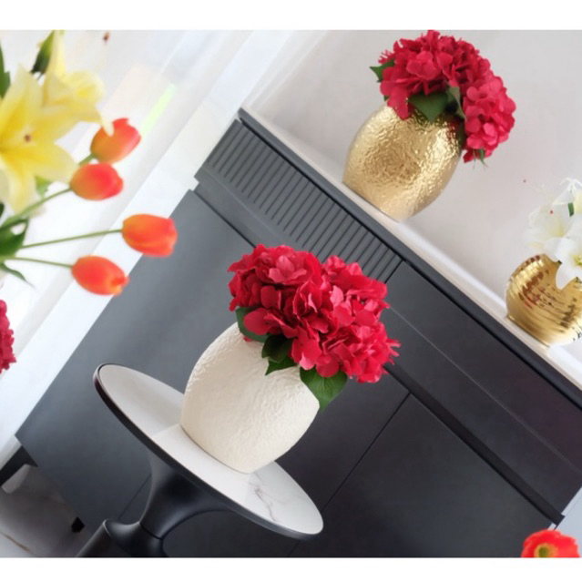 Full Set JUMBO Vas Bunga Keramik Zurich & Rangkaian Bunga Artificial Hydrangea