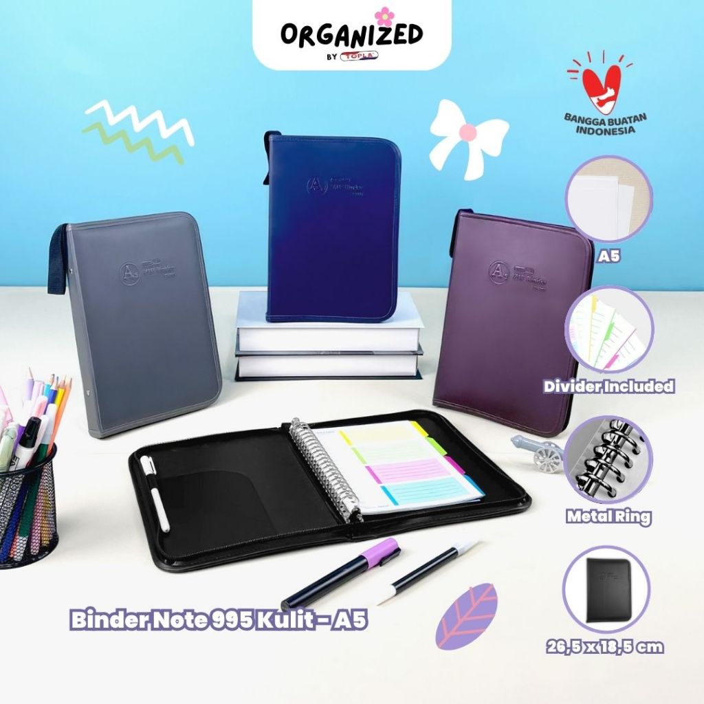 

Topla binder A5 Premium warna buku catatan journal notebook ukuran A5 muat 100 lembar