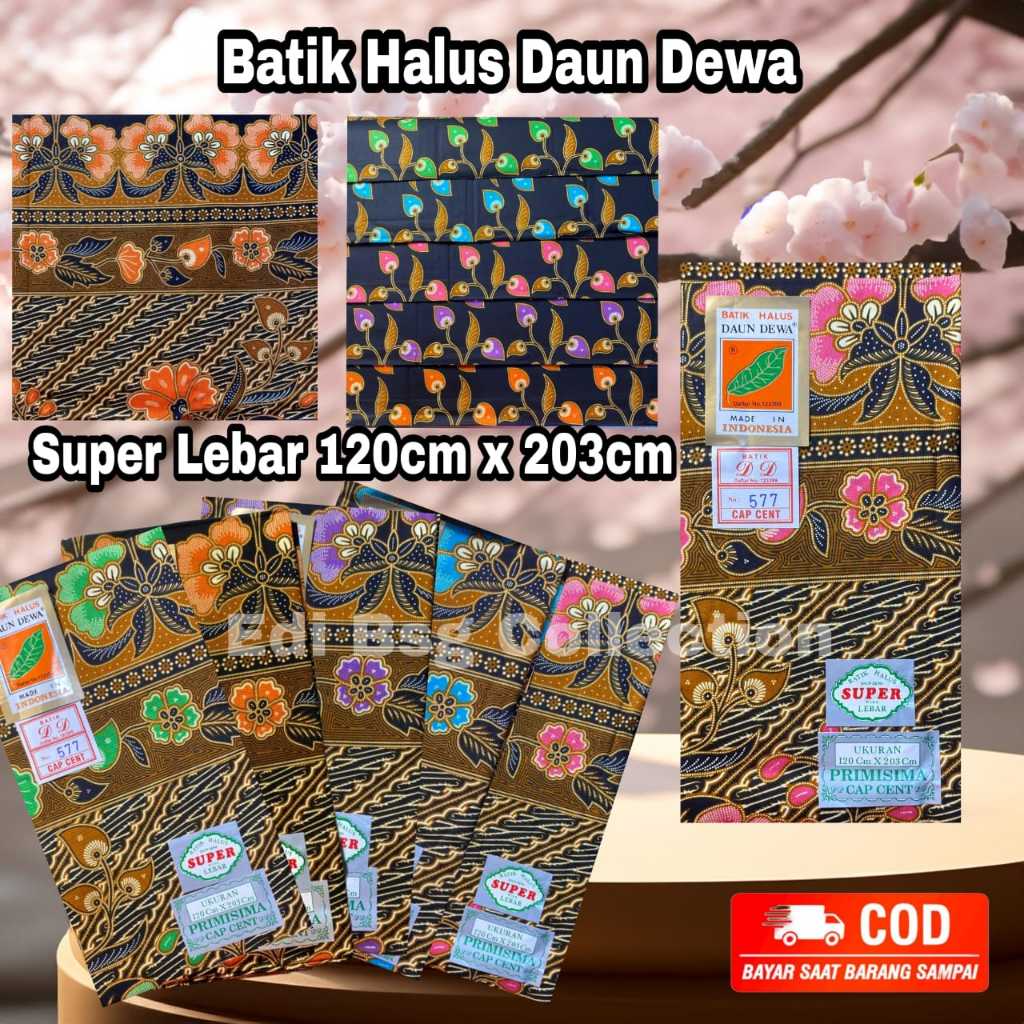 Kain Jarik Sarung Batik Daun Dewa Super Lebar 120 x 203 ORI Primisima Belum Jahit pria dan wanita
