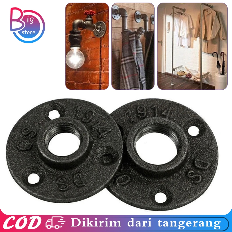 Floor Flange 1/2” 3/4” Inch Bahan Besi Cor Flange Pipa Besi  Flange Drat Dalam Industrial Anti Karat