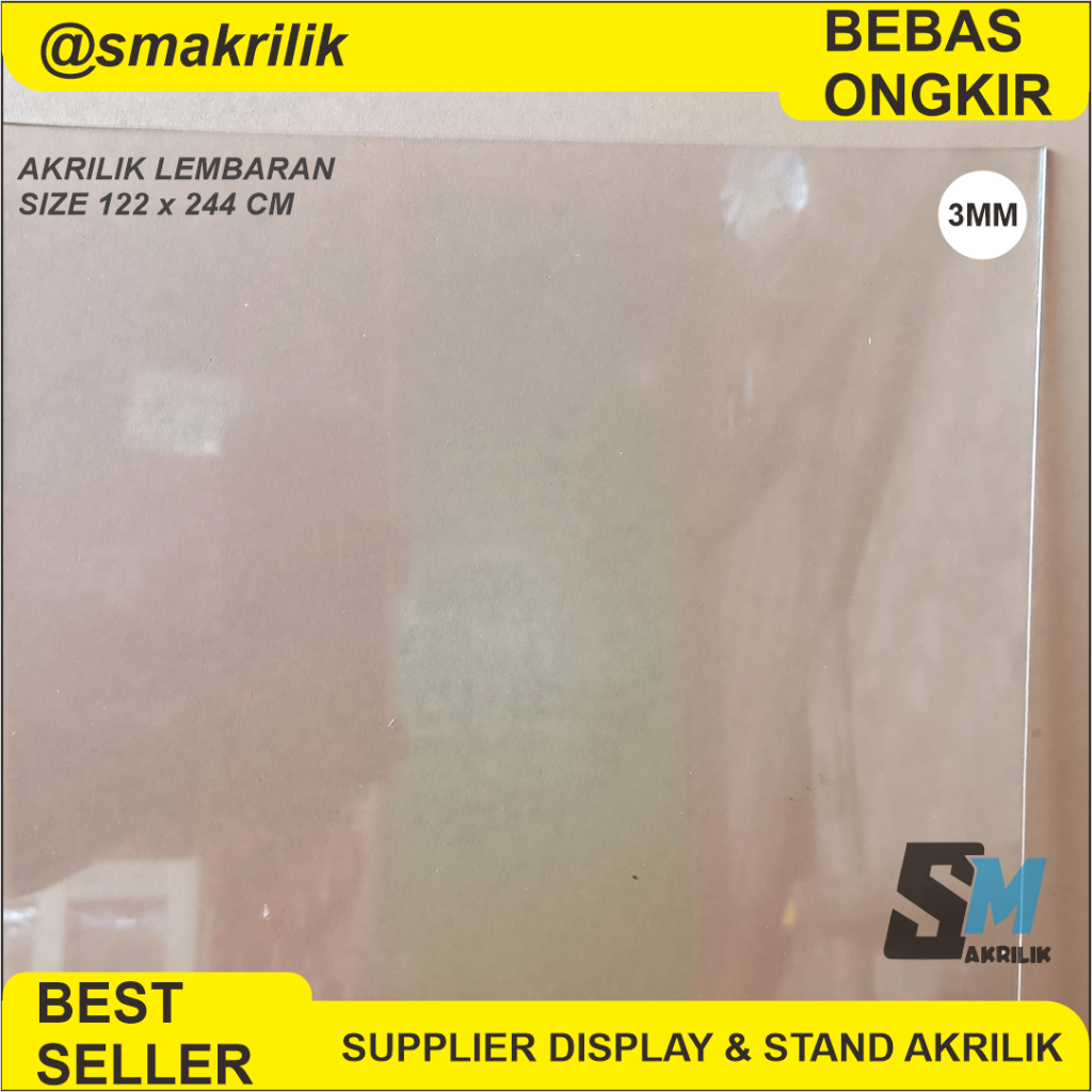 

AKRILIK LEMBARAN TEBAL 3MILI UKURAN 122X244 CM ACRYLIC BENING LEMBARAN 3MM