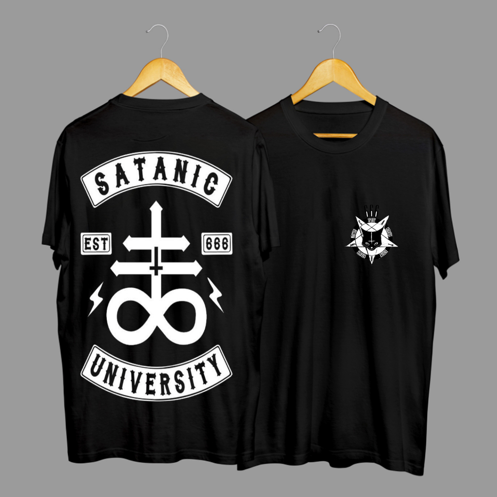 Kaos Tshirt Baju Distro Satanic Est 666 University Satan Premium Terbaru