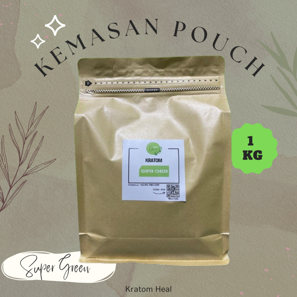 

kemasan pouch daun hijaau powderr alami organiic
