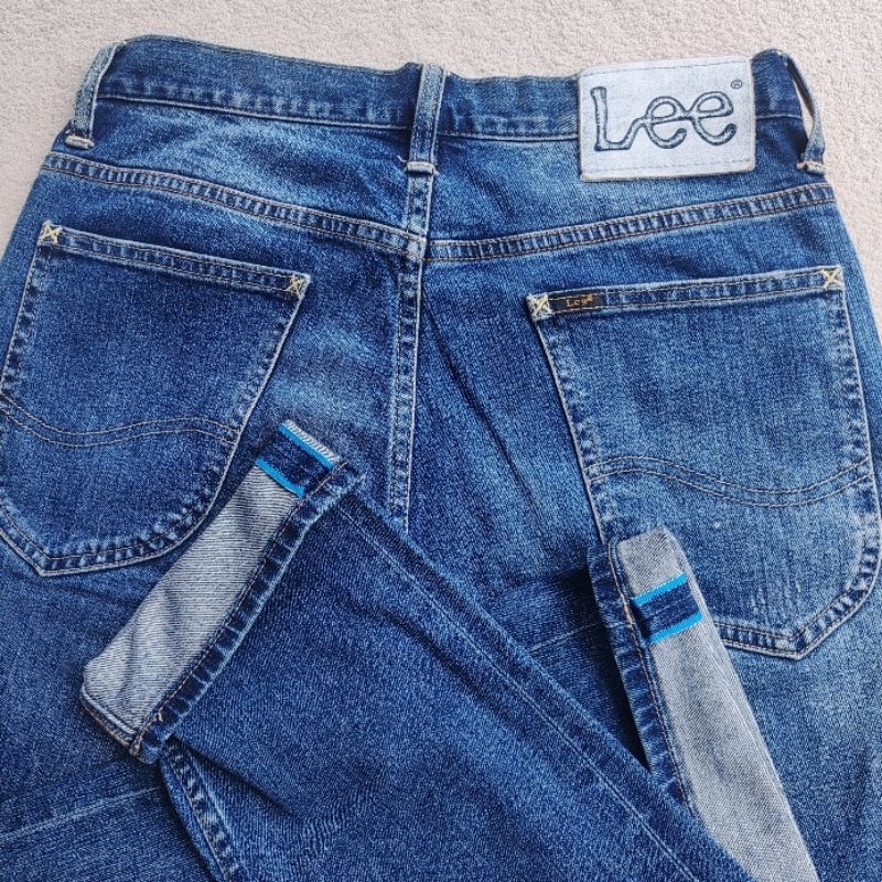 Lee Blue Selvedge Repaired Regular Jeans Honeycomb Fade