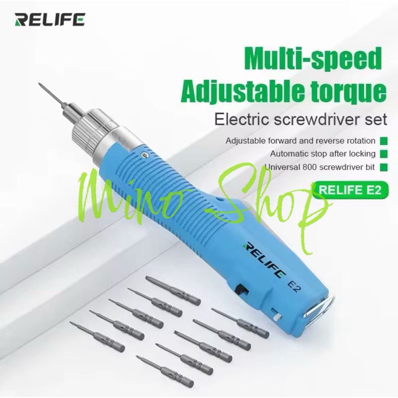 OBENG SET ELEKTRIK RELIFE E2 DAN TEMPAT PENYIMPANAN OBENG RELIFE T01