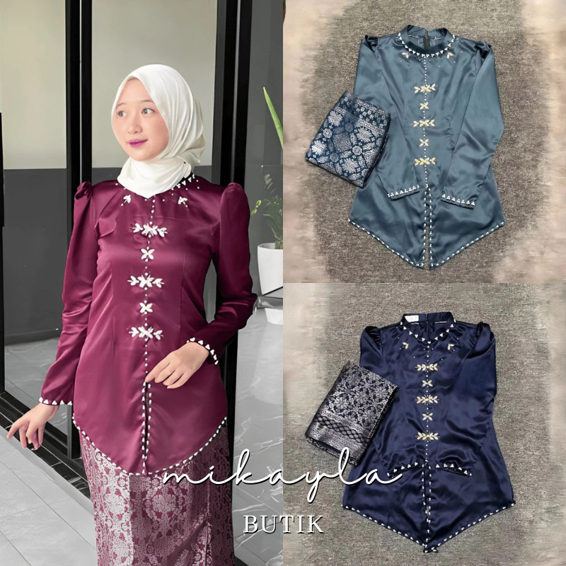 (JUMBO XXL) Alana One Set Baju Kurung Melayu Rok Songket Kondangan Tunik Wanita | Oneset Atasan Baju