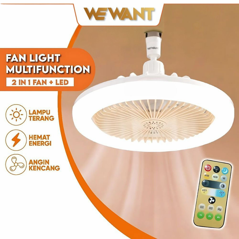 

WEWANT Kipas Lampu Remote 2in1 50 Watt E27 LED