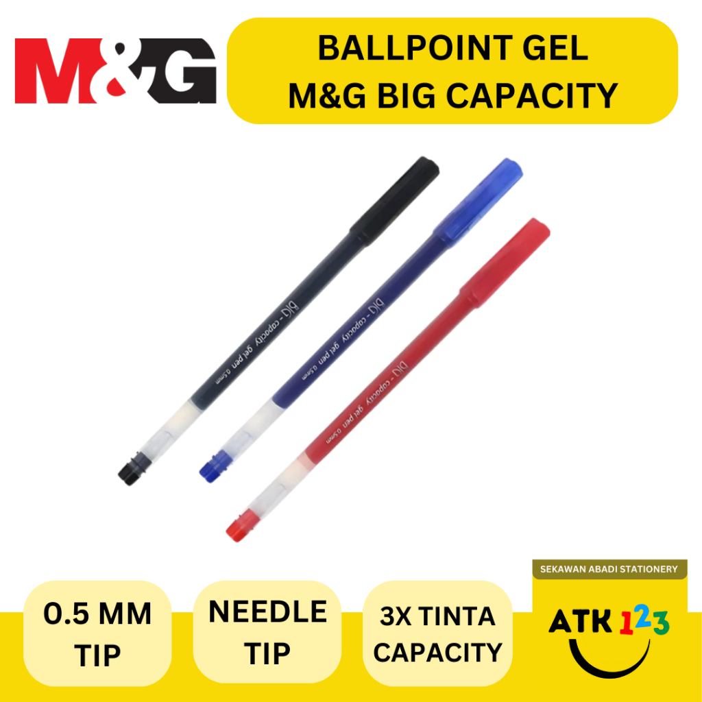 

Ballpoint Bolpen Pulpen Gel Pen M&G BIG Capacity 0.5 mm Tip Hitam / Biru
