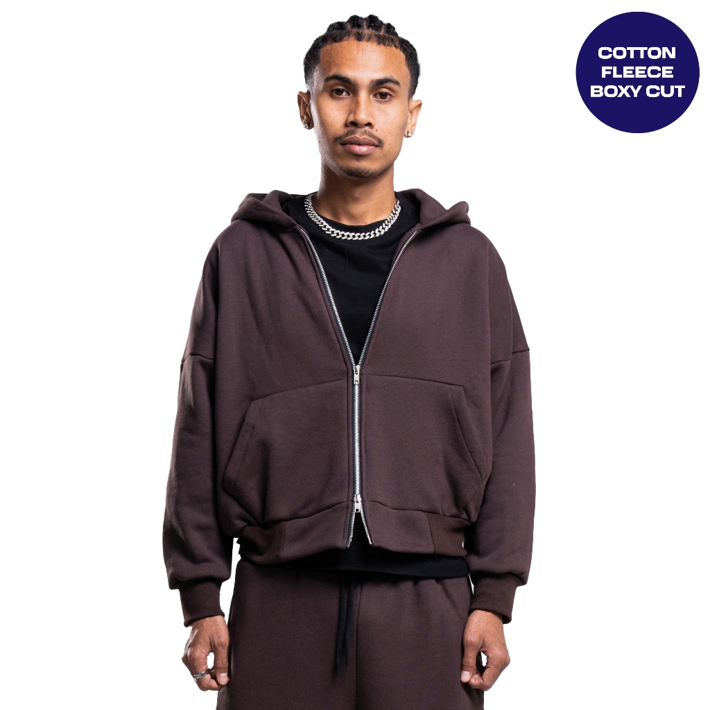 JORN - Hoodie Double Zipper Cokelat 300/330/430gsm / Zipper Hoodie / Zipper / Hoodie Boxy Zipper / D