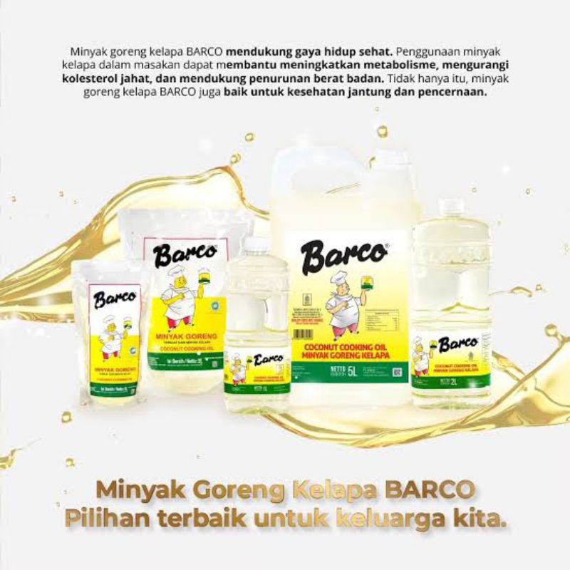 

1litar Minyak Goreng Kelapa Barco - 100% Minyak Kelapa Kopra Pilihan - Minyak Goreng pilihan keluarga sehat
