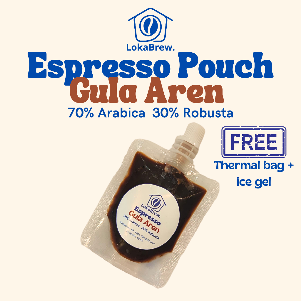 

LOKABREW Espresso Pouch Gula Aren 50ml | Kopi Siap Saji | Kopi Arabika Robusta Dengan Gula Aren Fresh Siap Campur – Untuk Es Kopi Susu, Americano, dll