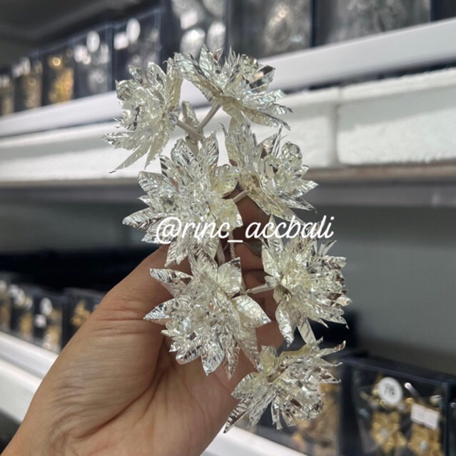 Semanggi Tunjung Silver Deret 2 / Bunga Teratai / bunga sanggul bali modern / hairdo simple