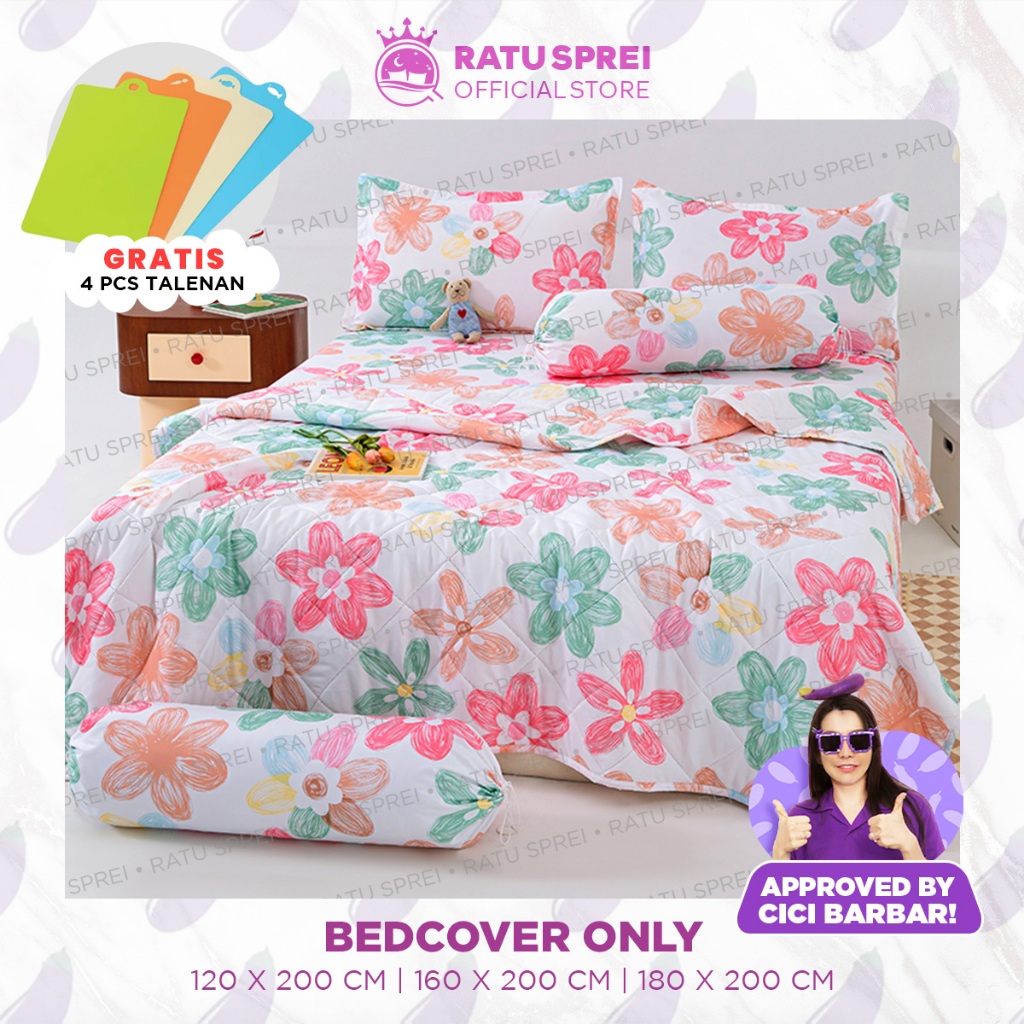 [CICI BARBAR] Selimut Bedcover Kain Microtex Dacron Single Queen King Bedcover FREE TALENAN - RS