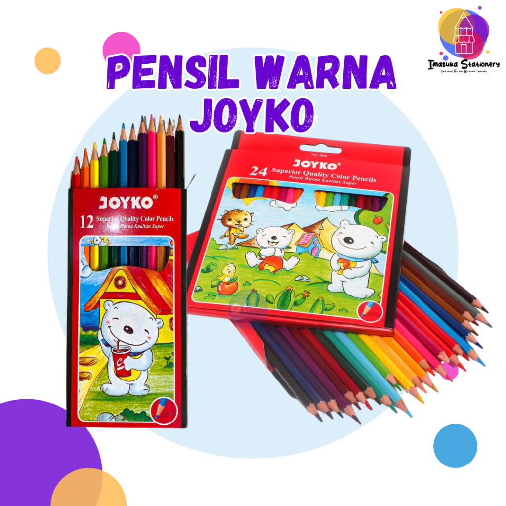 

Pensil Warna Joyko Colored Pencils Joyko CP-12 CP-24 Isi 12 dan 24 Warna Alat Mewarnai Menggambar Imasuka Stationery