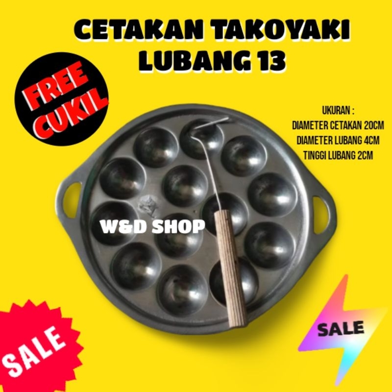Cetakan takoyaki 13 lubang Free SUTIL-cetakan takoyaki anti lengket-cetakan takoyaki murah bulat