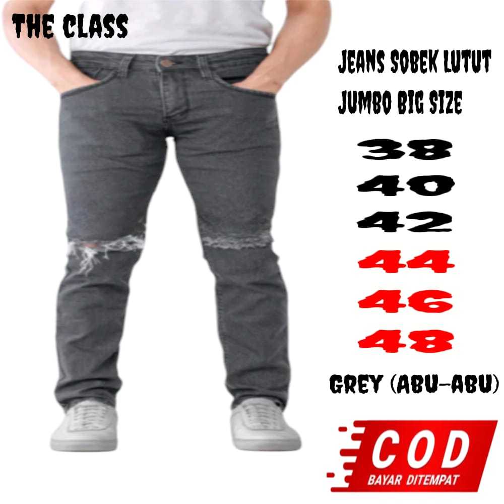 Celana Jeans Pria Sobek lutut Big Size/Celana Jeans Panjang Ripped sobek Ripped Jumbo