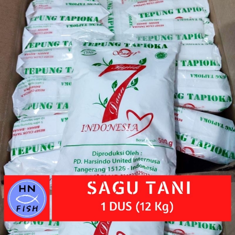 

SAGU TANI TJAP 7 DAUN TEPUNG TAPIOKA 1 DUS ISI 24 PACK @500gr TEPUNG SAGU TANI