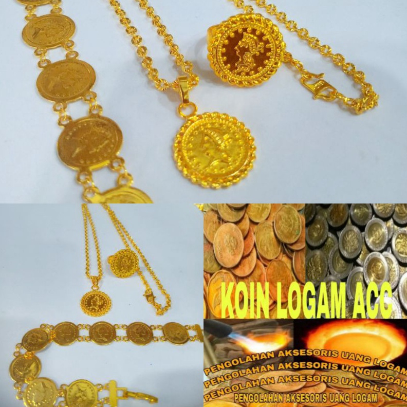 KODE U94U Set Perhiasan Koin Logam Anti Karat Emas Perak