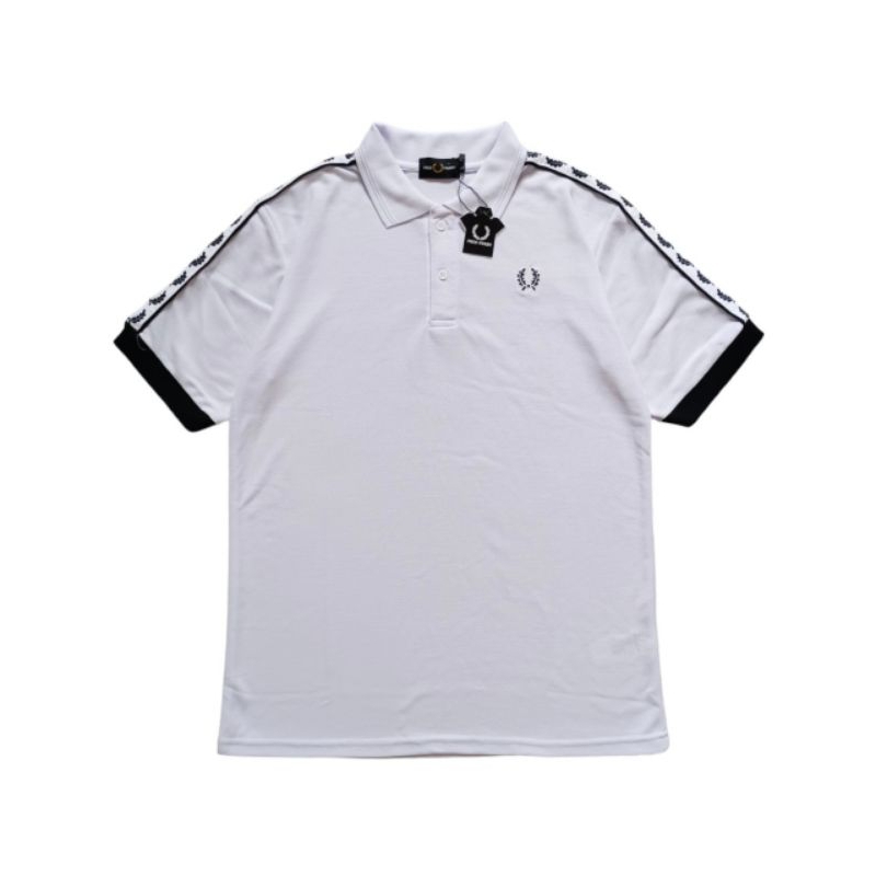 Fred Perry Taped Kaos Polo shirt Putih Pria