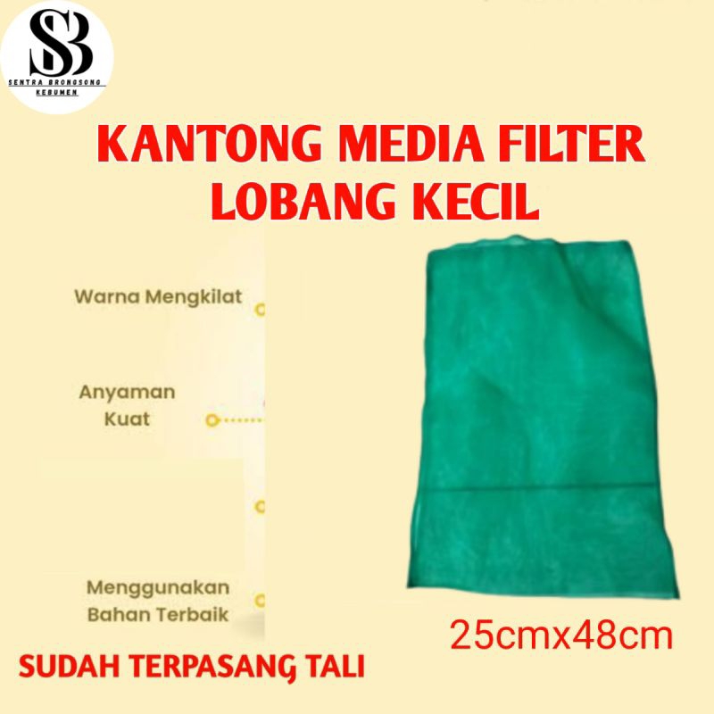 kantong media filter kolam ikan koi bahan kassa lobang kecil ukuran 25x48