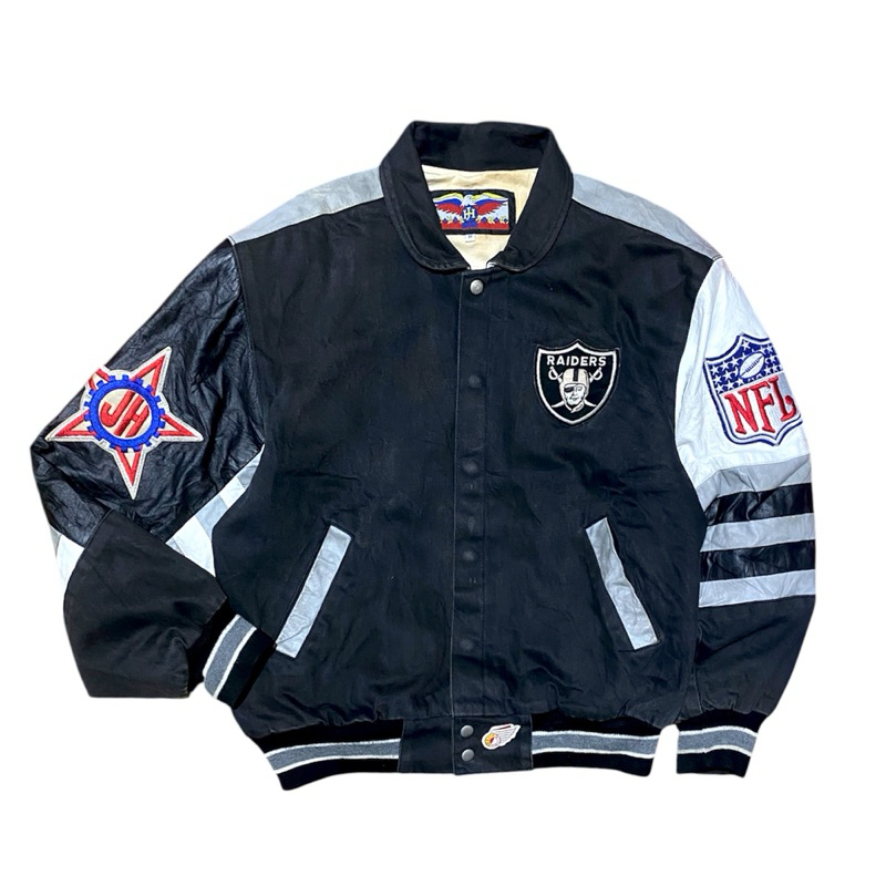 Varsity Jacket Jeff Hamilton NFL Raiders Denim Leather Edisi Pertama JH Limited Edition Rare second 