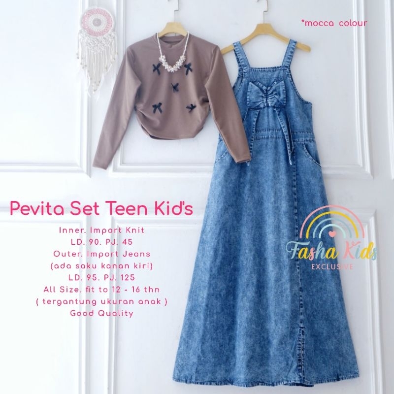 Setelan Overall Setelan Baju Remaja Perempuan Set Baju Overall Anak Pevita Set Teen Kids Original Fa