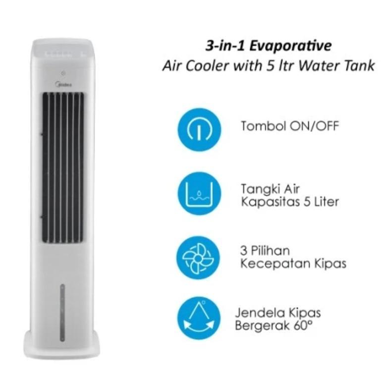MIDEA MAC500MOBPW Tower Air Cooler 5L 4in1 Garansi