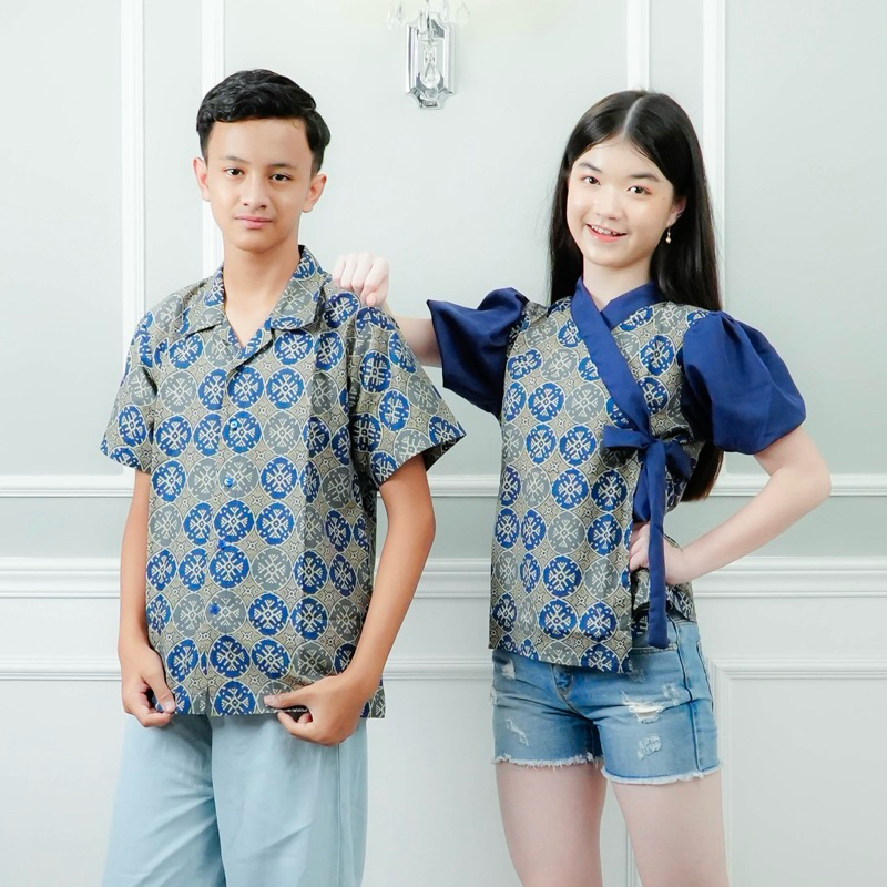 BATIK KIDS Atasan Batik Anak Jlamprang Motif Batik Pekalongan Ada Cowok dan Cewek