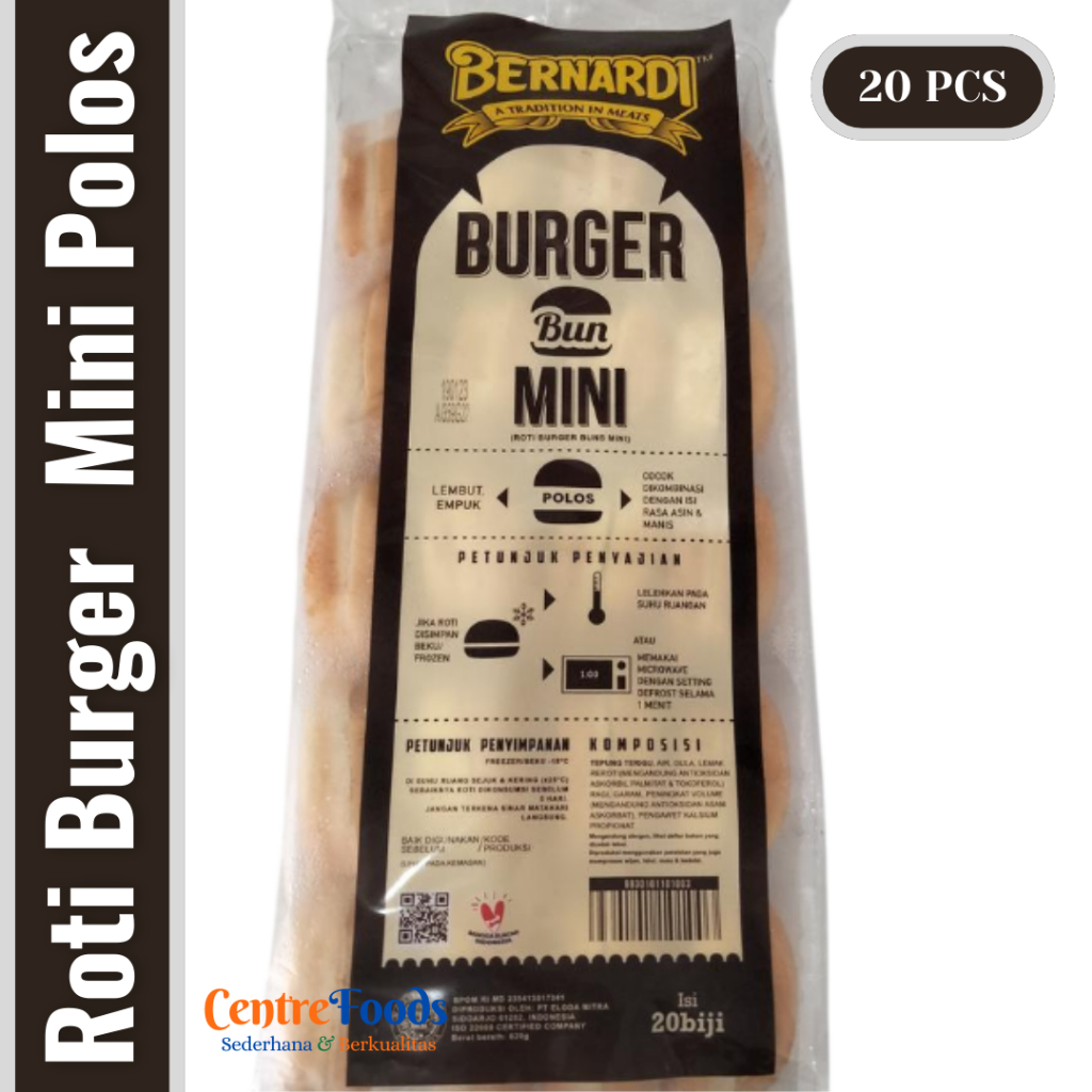 

Roti Burger Mini - Bun Mini Polos BERNARDI | Isi 20 Pcs - 620gr [ Harga Per BKS ]
